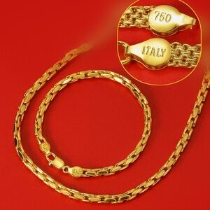 Italian 18K Gold Plated Jewelry Set – Luxury Style Necklace & Bracelet for Women